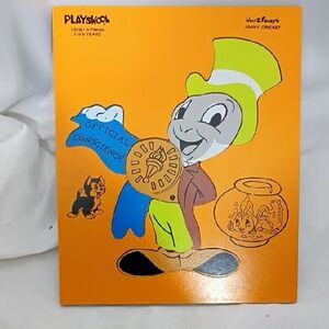 Vintage Playskool Jiminy Cricket wooden puzzle 8 Piece Walt Disney
